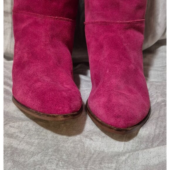 Pinkish/Purple Genuine Suede Over The Knee  Style Boots Made in Italy Sz 10 FLAW - Picture 9 of 16